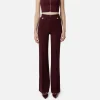 Pantalone palazzo in crêpe stretch con rivetto logo