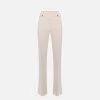 Pantalone palazzo in crêpe stretch con rivetto logo