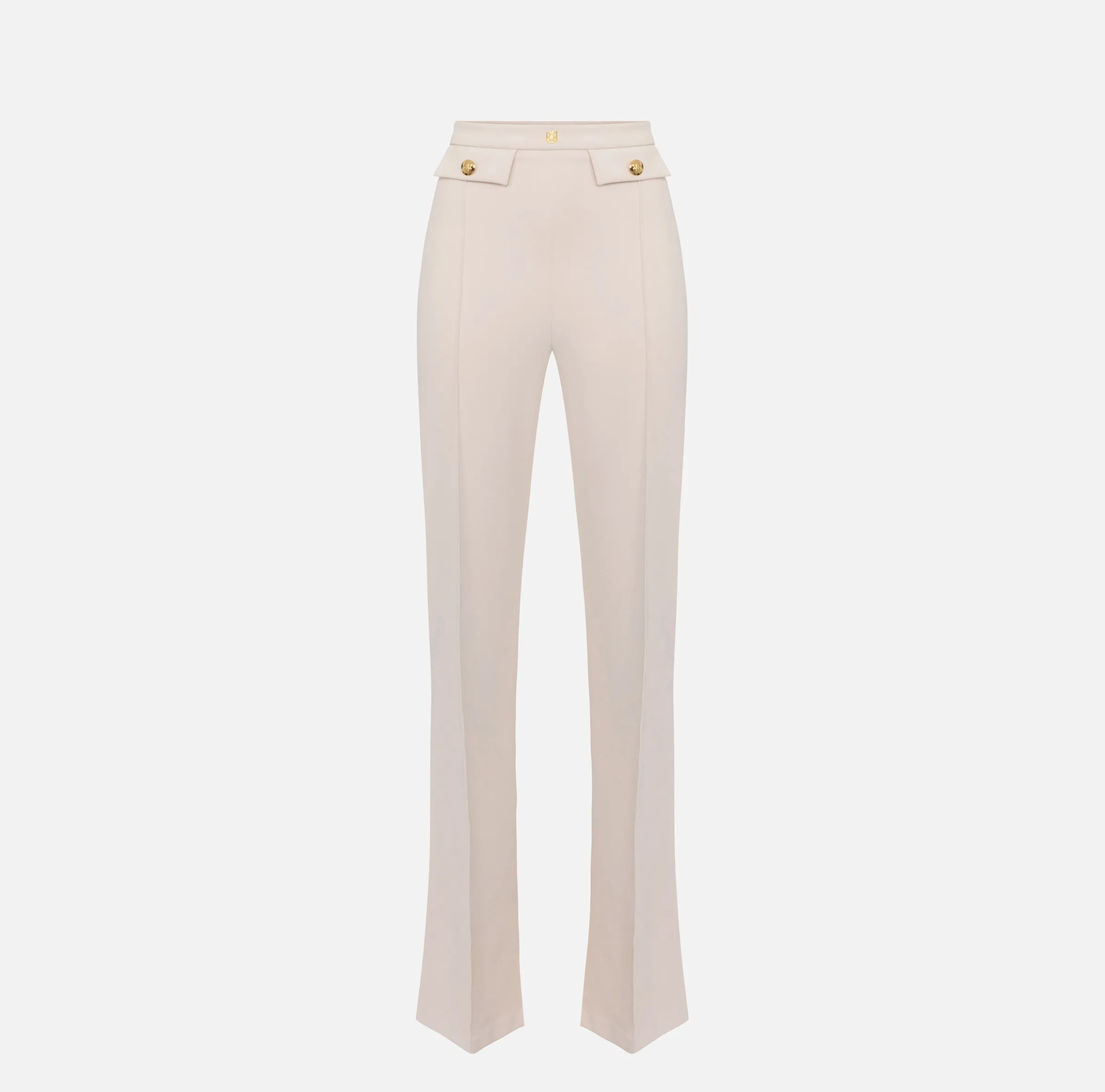 Pantalone palazzo in crêpe stretch con rivetto logo