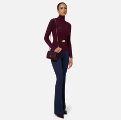Pantalone palazzo in crêpe stretch con morsetto