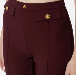 Pantalone palazzo in crêpe stretch con rivetto logo