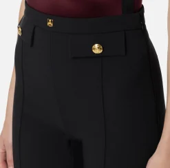 Pantalone palazzo in crêpe stretch con rivetto logo