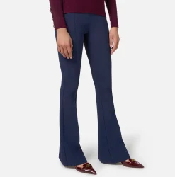 Pantalone palazzo in crêpe stretch con morsetto
