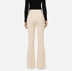 Pantalone palazzo in crêpe stretch con morsetto