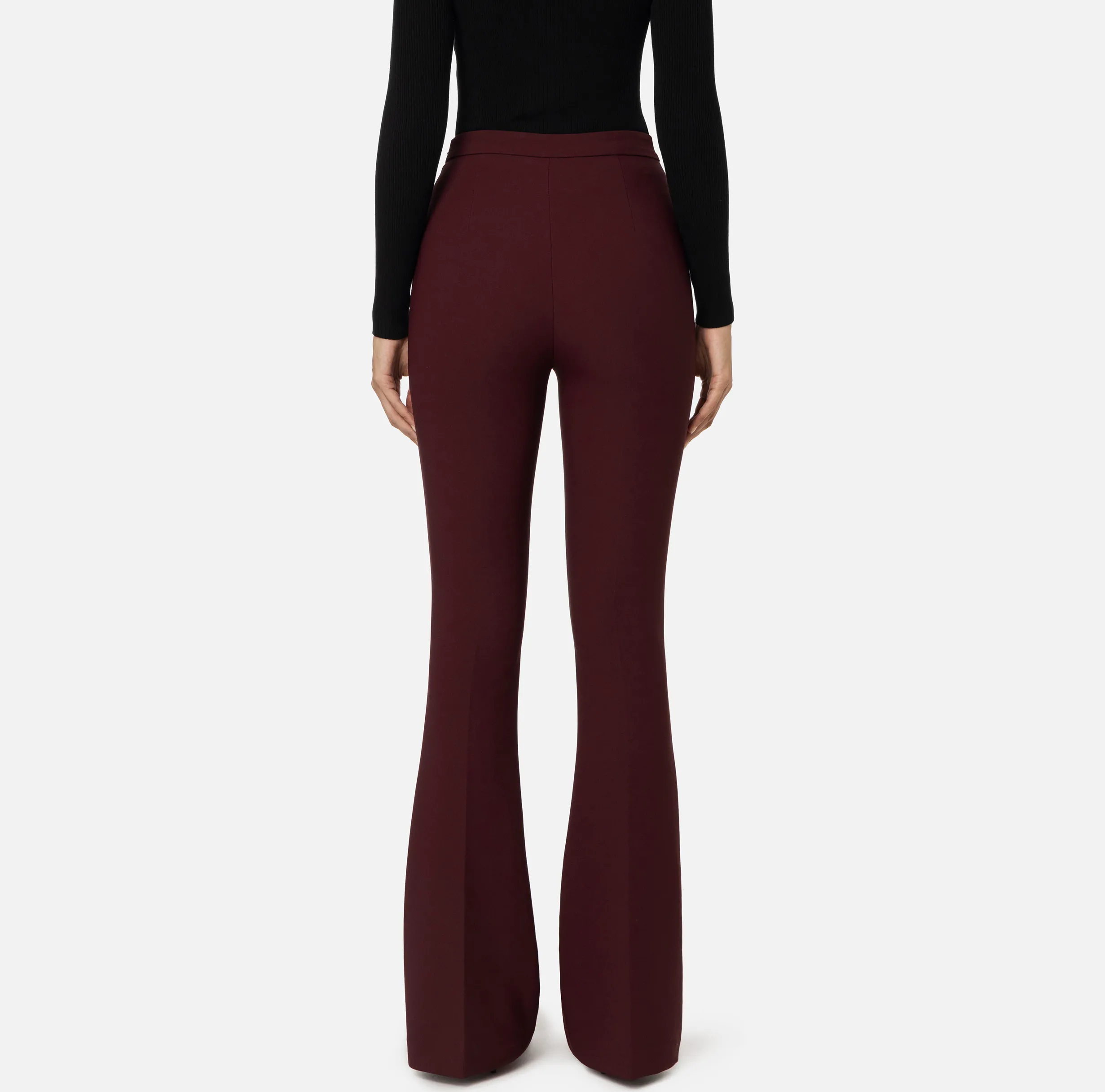 Pantalone palazzo in crêpe stretch con morsetto