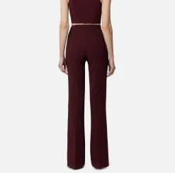 Pantalone palazzo in crêpe stretch con rivetto logo