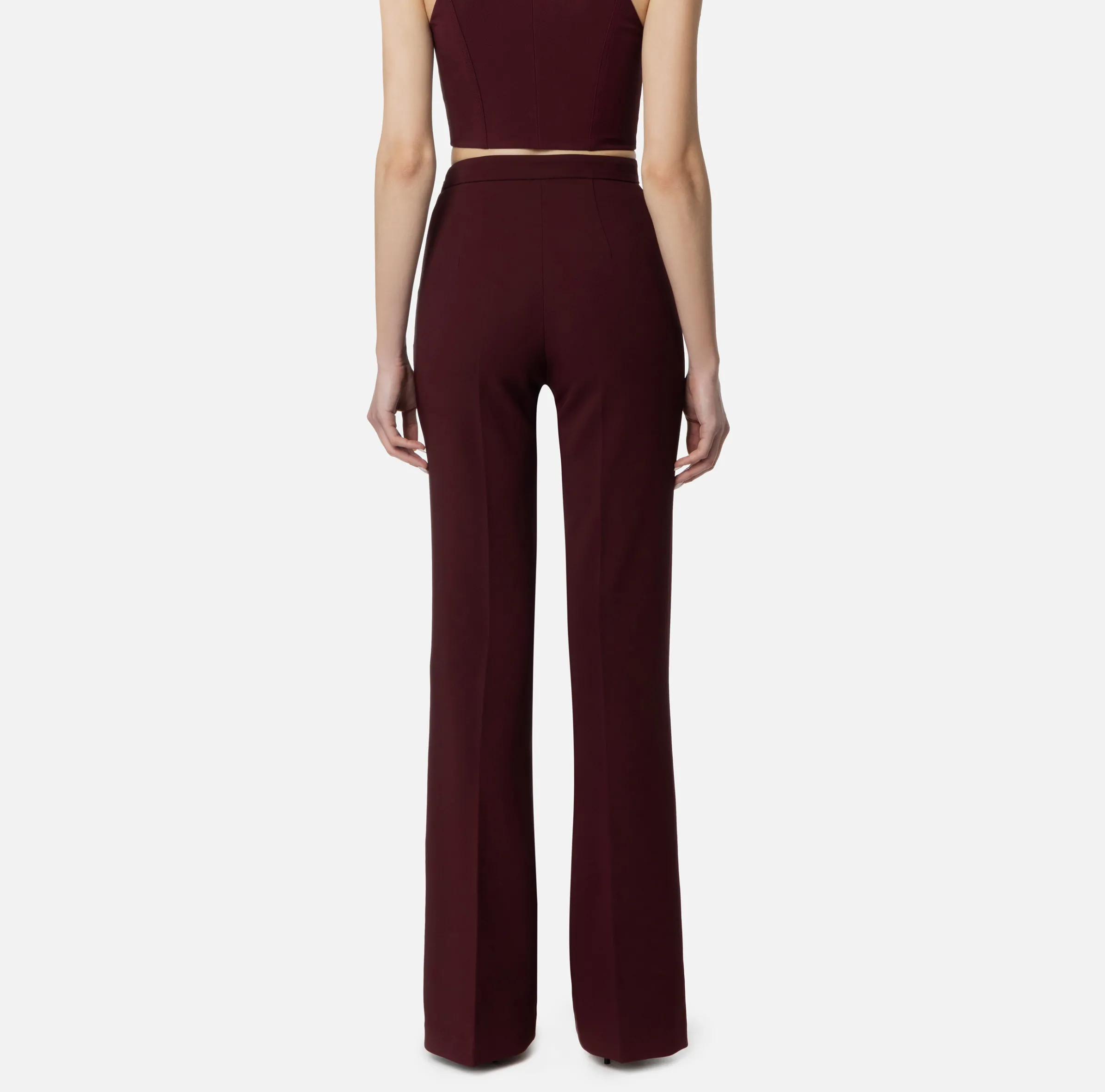 Pantalone palazzo in crêpe stretch con rivetto logo