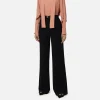 Pantalone palazzo in raso con cintura