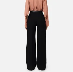Pantalone palazzo in raso con cintura