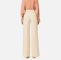 Pantalone palazzo in raso con cintura