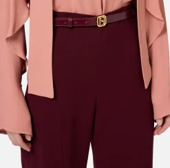 Pantalone palazzo in raso con cintura