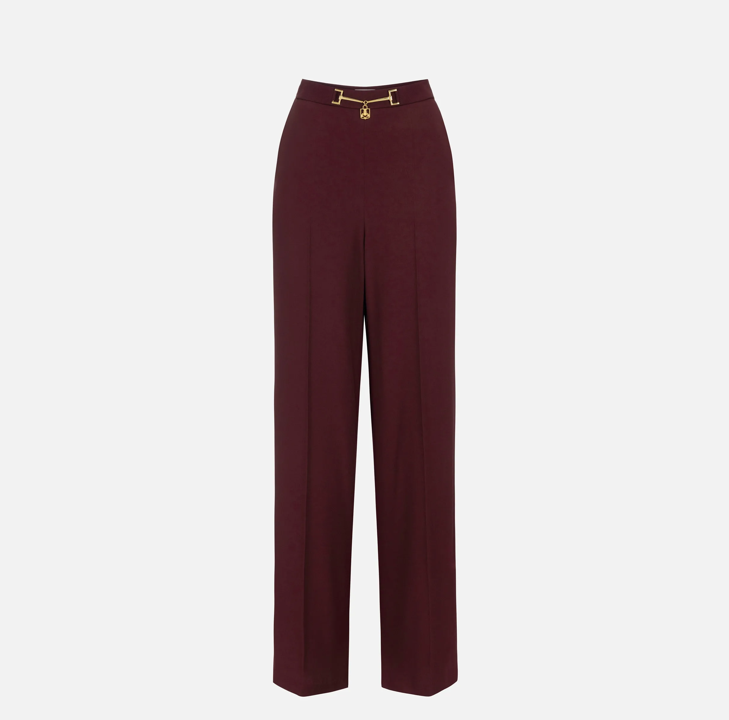 Pantalone palazzo in satin con morsetto