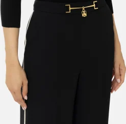 Pantalone palazzo in satin con morsetto
