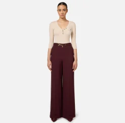 Pantalone palazzo in satin con morsetto