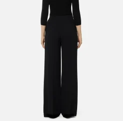 Pantalone palazzo in satin con morsetto