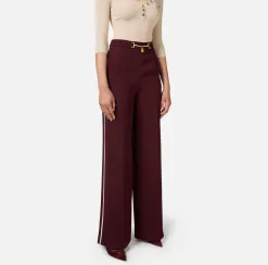 Pantalone palazzo in satin con morsetto