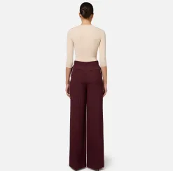 Pantalone palazzo in satin con morsetto