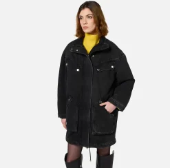 Parka over in denim con ecomontone