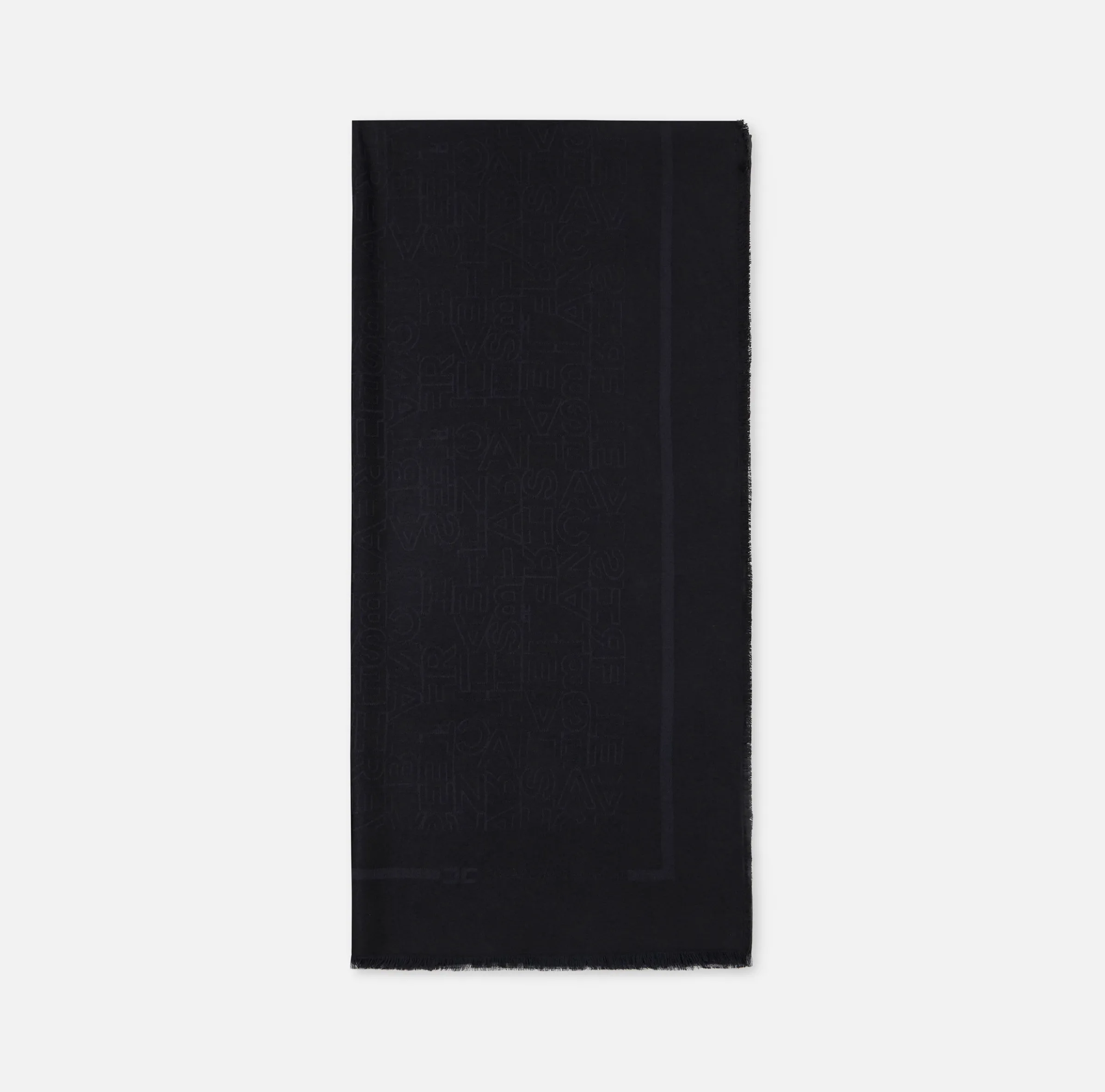 Pashmina quadrata in viscosa jacquard con lettering logo