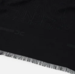 Pashmina quadrata in viscosa jacquard con lettering logo
