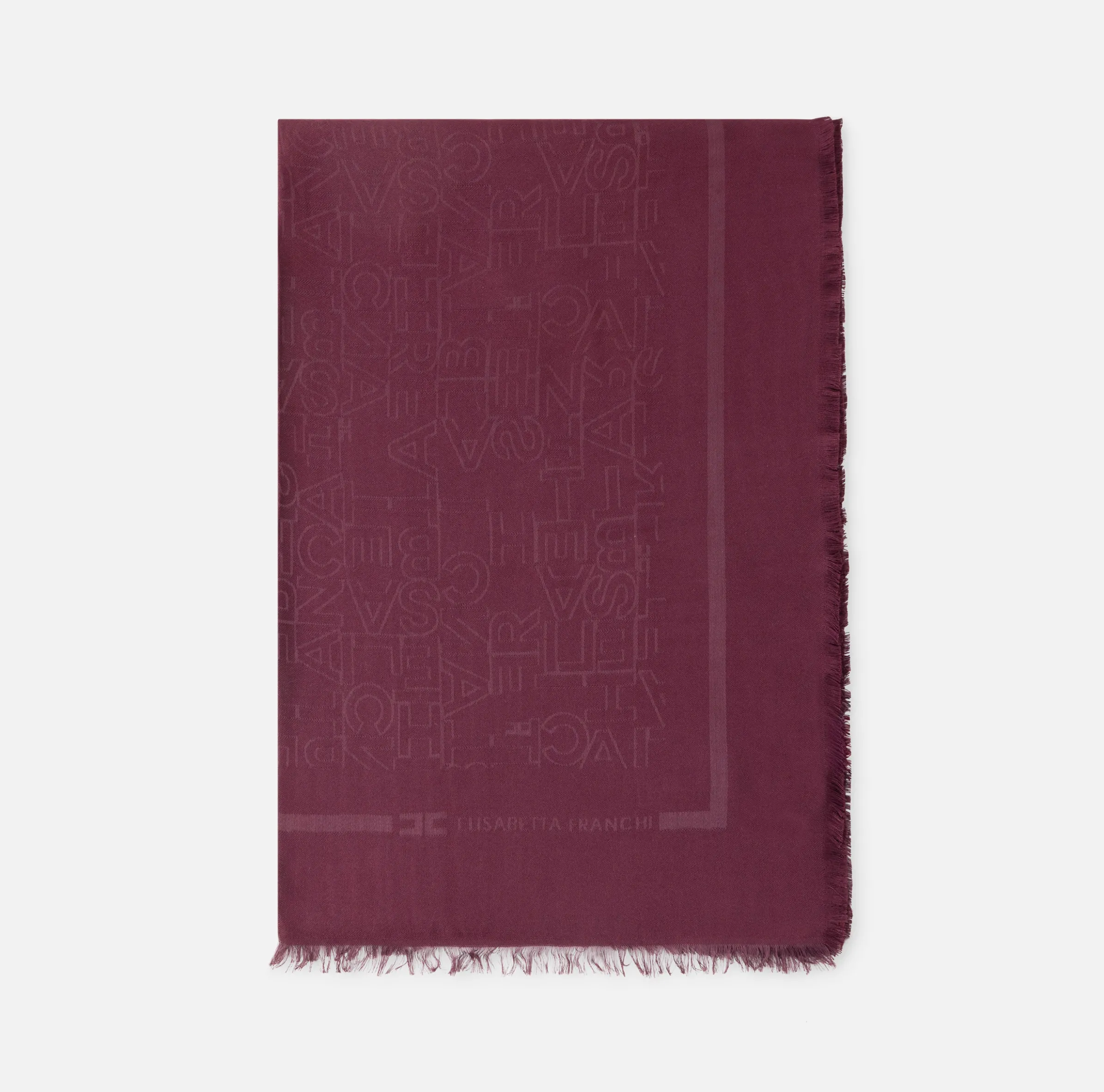 Pashmina rettangolare in viscosa jacquard con lettering logo