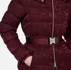 Piumino corto in nylon jacquard lettering