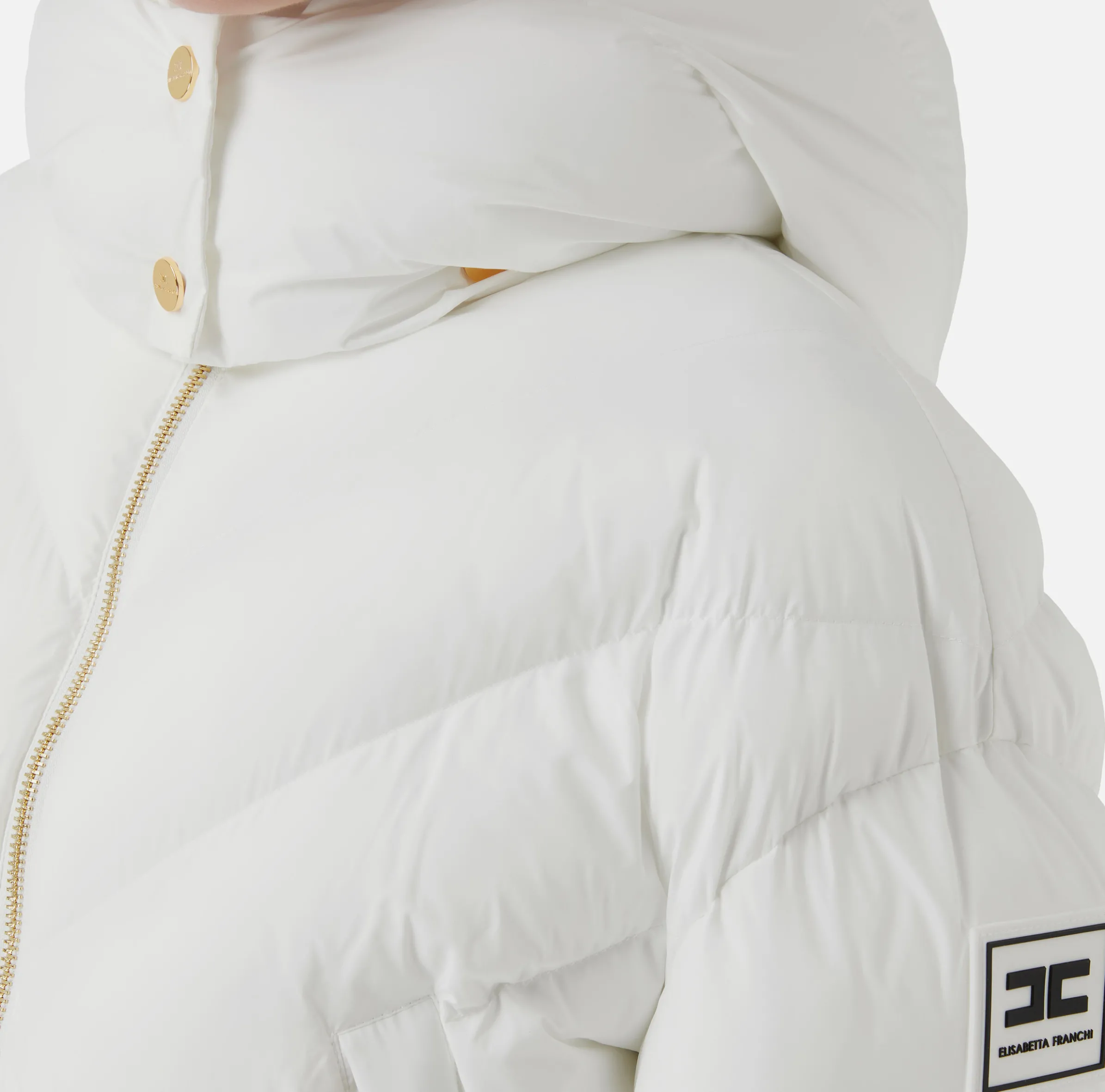 Piumino cropped in nylon lucido