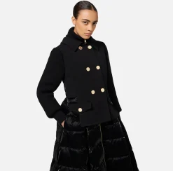 Piumino in nylon e panno con gonna a ruota