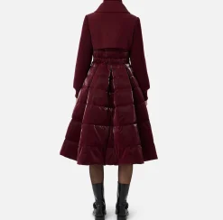 Piumino in nylon e panno con gonna a ruota