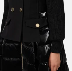 Piumino in nylon e panno con gonna a ruota