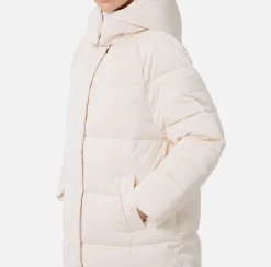 Piumino lungo in nylon satin con cappuccio