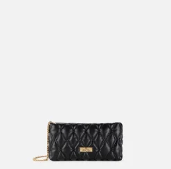 Pochette in tessuto embossed con tracolla in catena