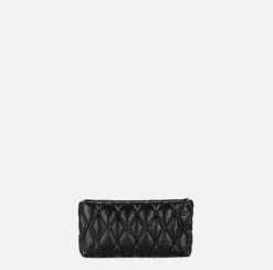 Pochette in tessuto embossed con tracolla in catena