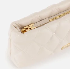 Pochette in tessuto embossed con tracolla in catena