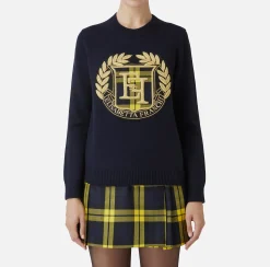 Pullover in lana con maxi patch