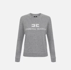 Pullover in misto cashmere con logo