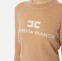 Pullover in misto cashmere con logo