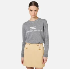 Pullover in misto cashmere con logo