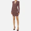 Robe manteau doppiopetto in lana mouliné con patch logo