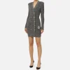 Robe manteau doppiopetto in lana mouliné con patch logo