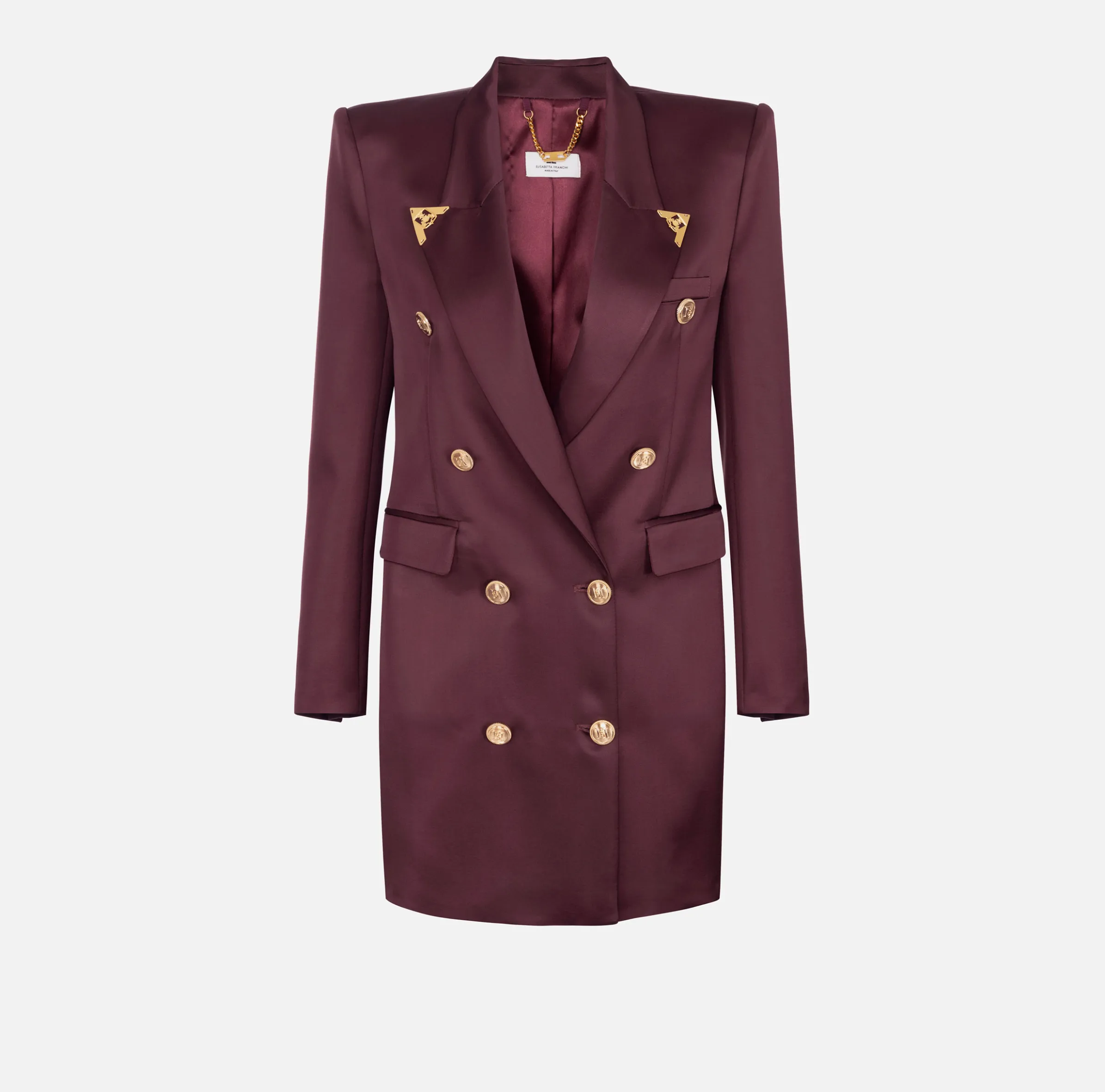Robe manteau doppiopetto in fresco di lana con puntali