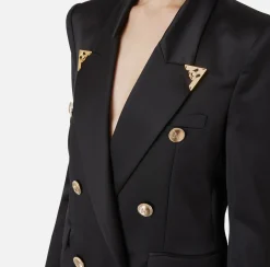 Robe manteau doppiopetto in fresco di lana con puntali