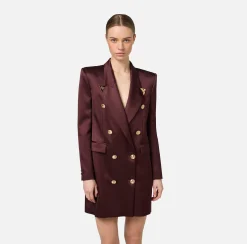 Robe manteau doppiopetto in fresco di lana con puntali