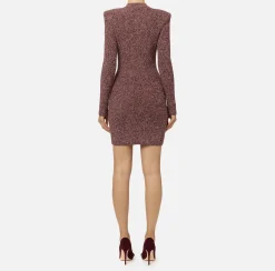 Robe manteau doppiopetto in lana mouliné con patch logo