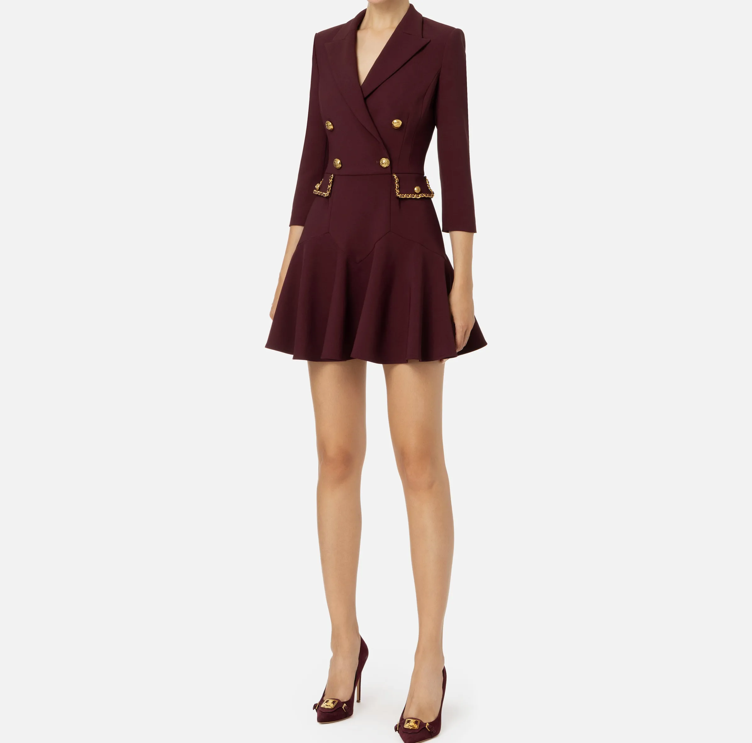 Robe manteau in crêpe con catena groumette