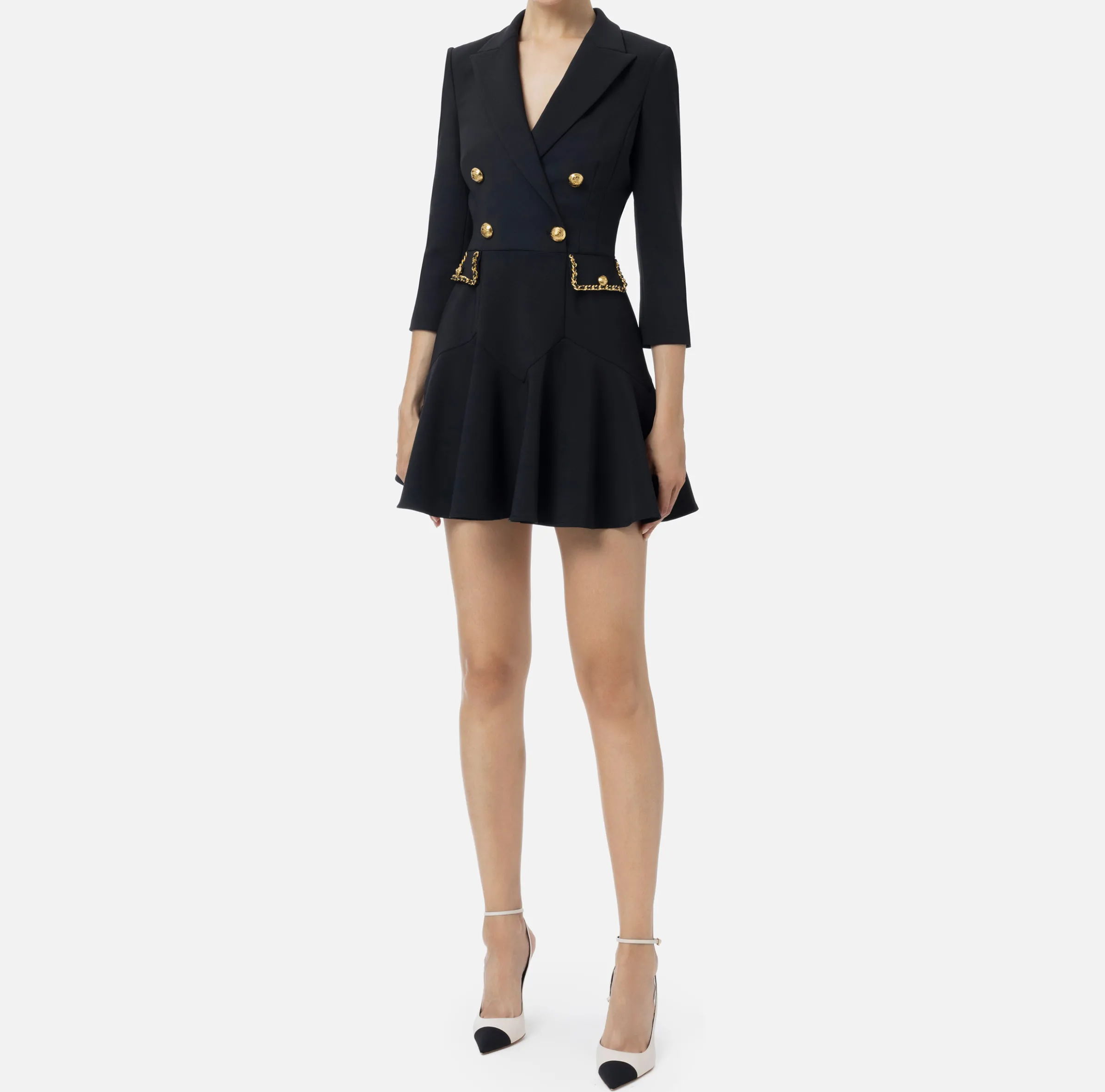 Robe manteau in crêpe con catena groumette