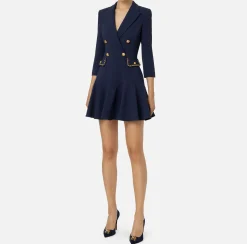 Robe manteau in crêpe con catena groumette