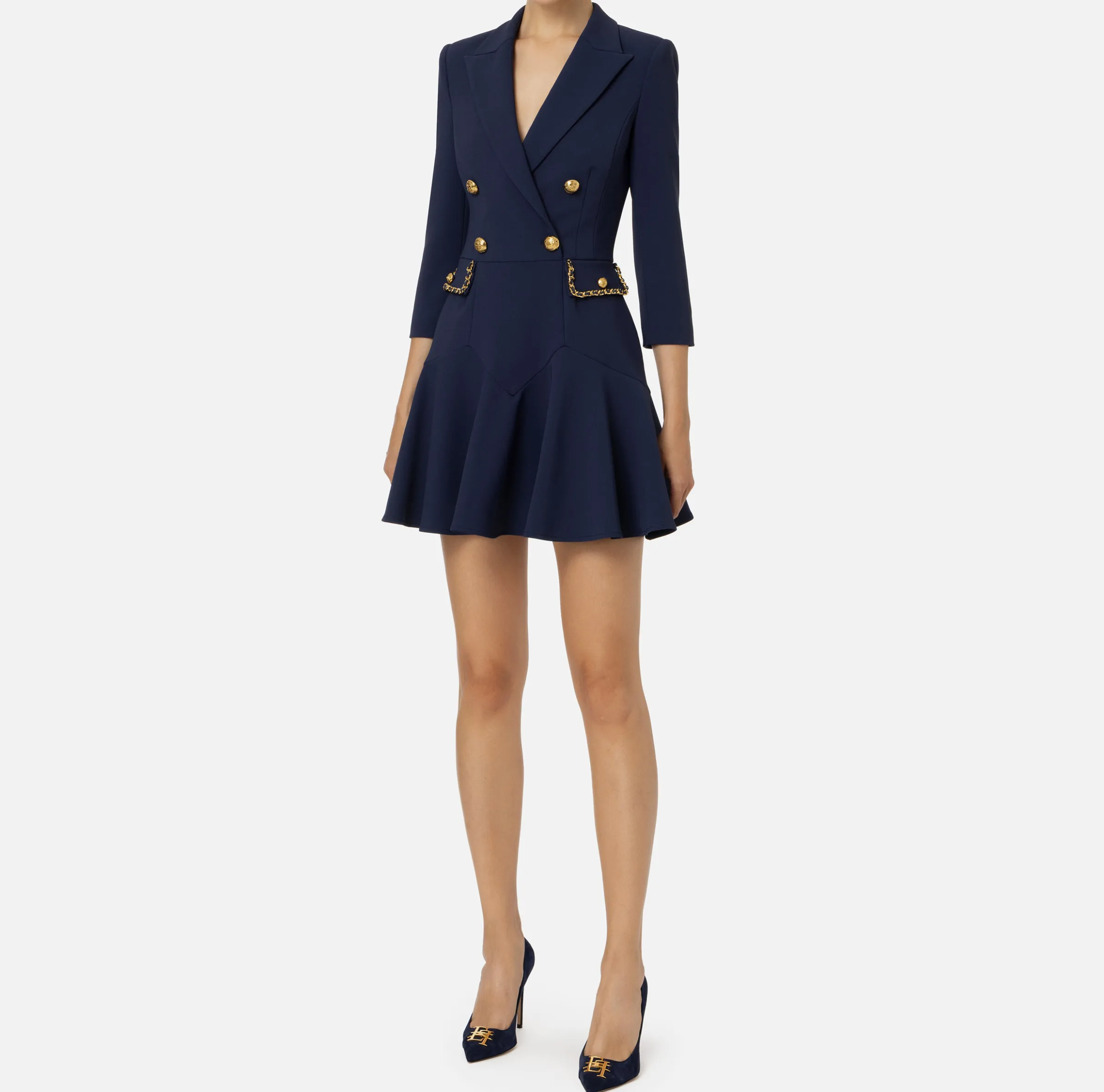 Robe manteau in crêpe con catena groumette