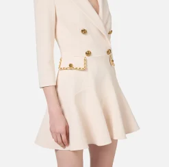 Robe manteau in crêpe con catena groumette