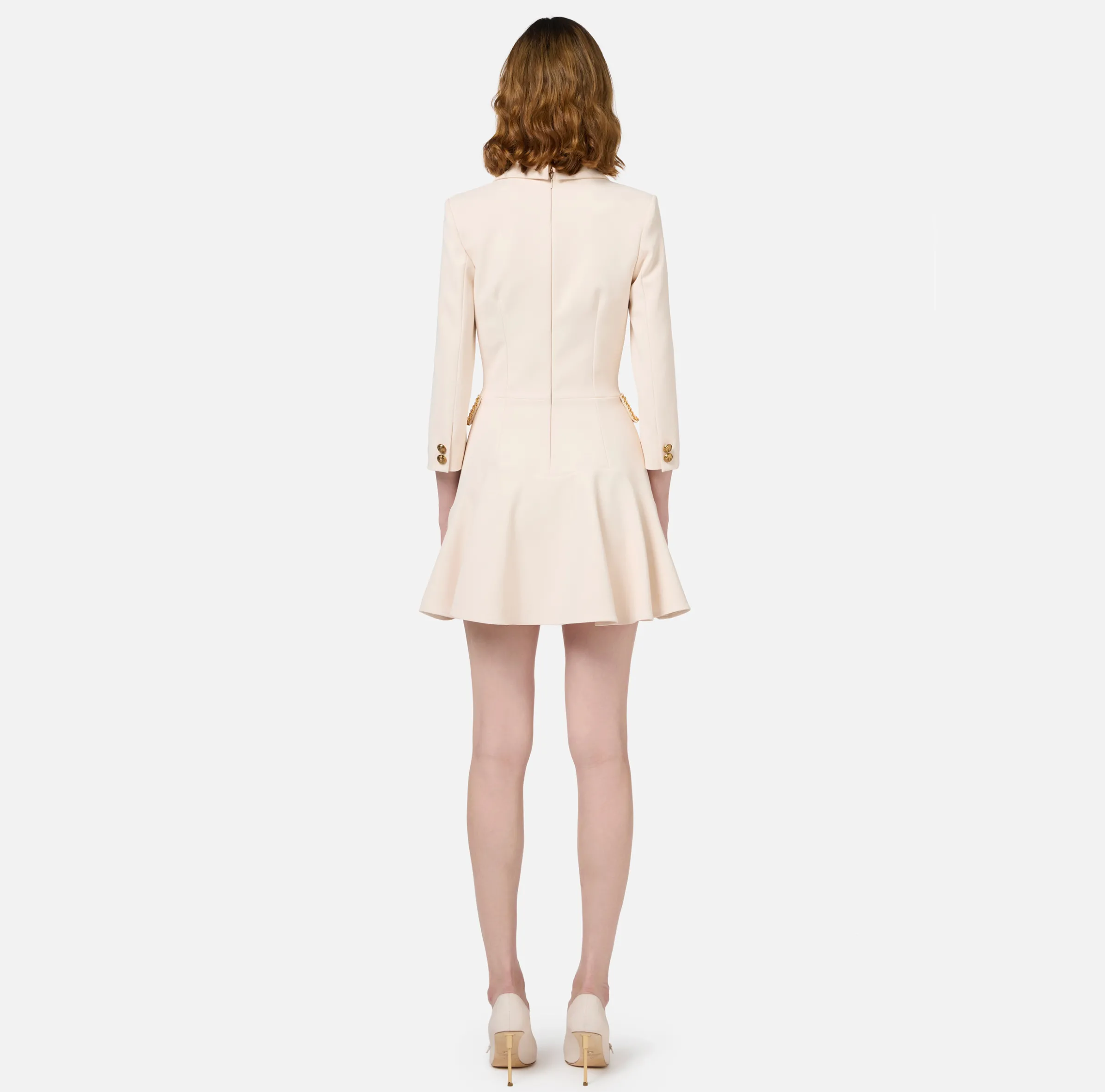 Robe manteau in crêpe con catena groumette